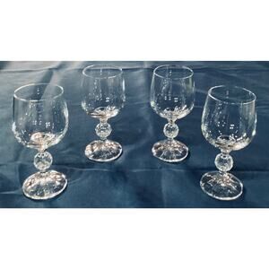 Bohemia Crystal Claudia Set Of 4 Wine Glasses Ball Stem 5.75” 6 ounces